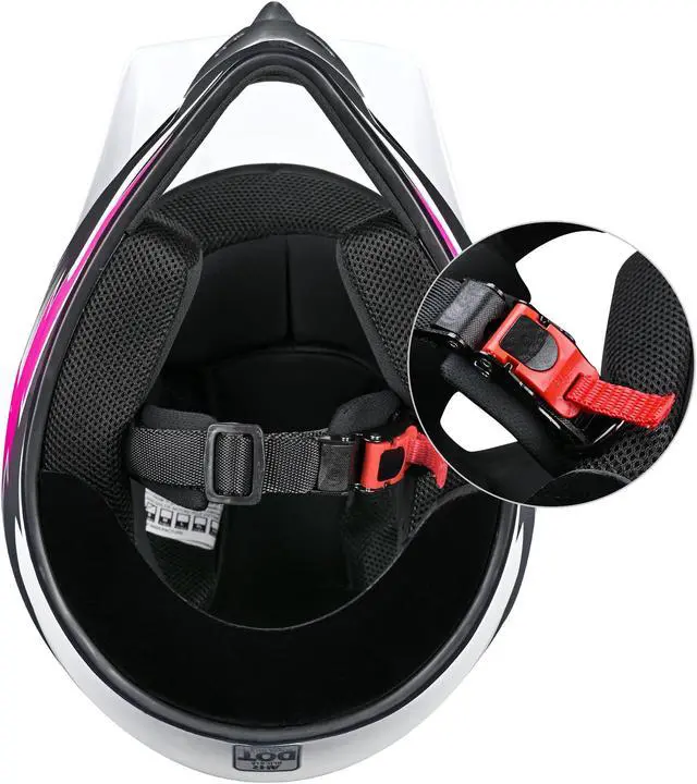 Alt view image 6 of 7 - AHR H-VEN12 Youth DOT Motocross Helmet and Goggles Set Clear Lens ATV MX Off-road Kids Pink L