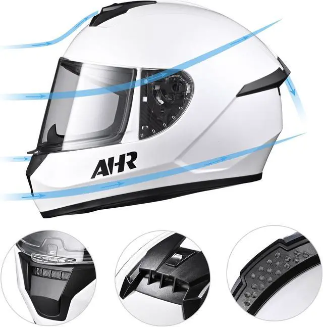 Alt view image 5 of 7 - AHR RUN-F3 Full Face Motorcycle Helmet DOT Approved Street Bike Motocross XXL