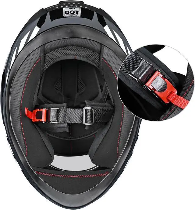 Alt view image 6 of 7 - AHR RUN-F3 Full Face Motorcycle Helmet DOT Approved Street Bike Motocross XXL