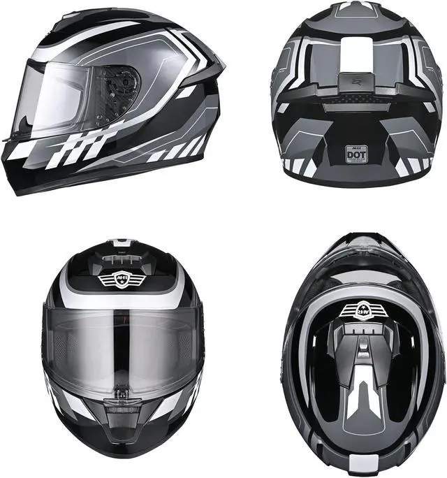 Alt view image 7 of 7 - AHR RUN-F3 Full Face Motorcycle Helmet DOT Approved Street Bike Motocross XXL