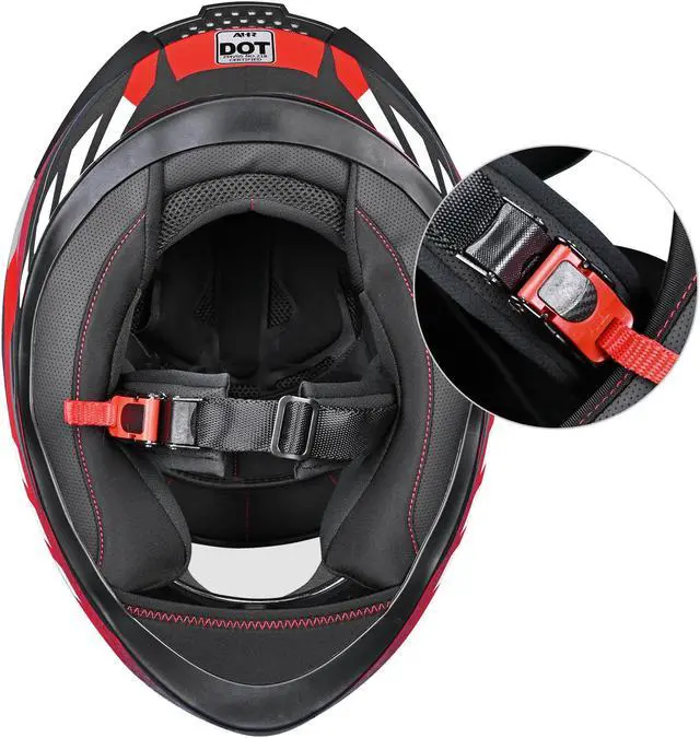 Alt view image 6 of 7 - AHR RUN-F3 Full Face Motorcycle Helmet DOT Approved Street Bike Motocross XXL