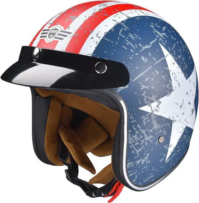 Main image of AHR Run-O5 Retro 3/4 Open Face Motorcycle Helmet Snap on Sun Shield Visor XXL