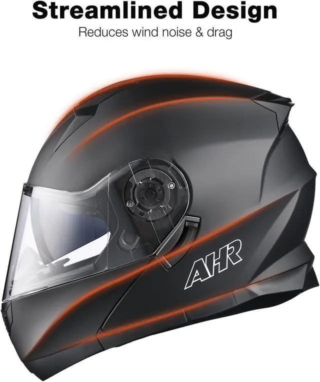 Alt view image 6 of 7 - AHR RUN-M3 Modular Flip Up Helmet Full Face Dual Visor DOT Motorcycle Bike S