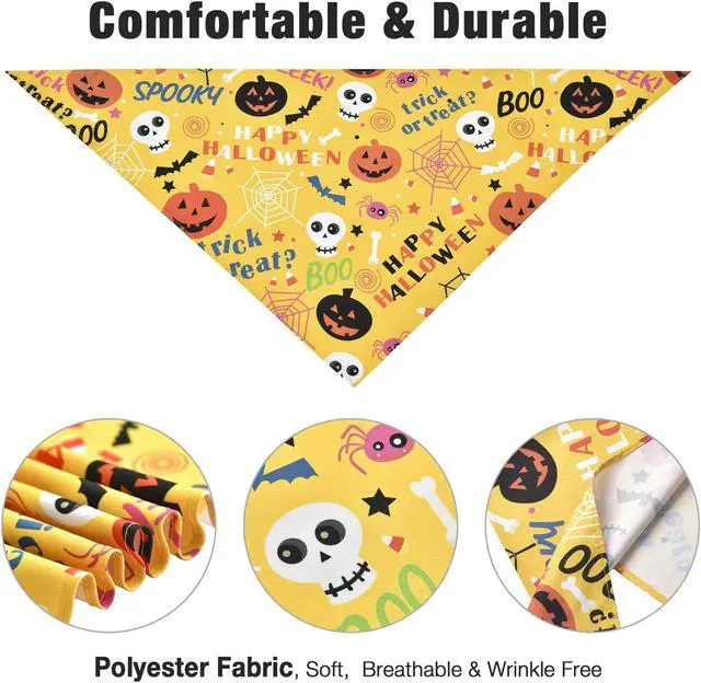 Alt view image 5 of 7 - 10 Pack Halloween Dog Bandanas Triangle Bibs Scarf Pet Kerchief Pumpkin Ghost