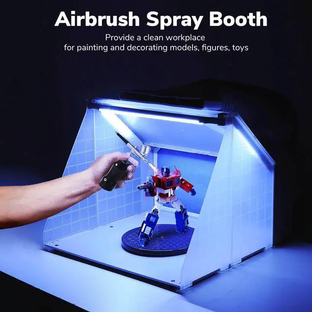 Alt view image 6 of 7 - Portable Airbrush Paint Spray Booth 3 LED Light Tubes Exhaust Filter Extractor