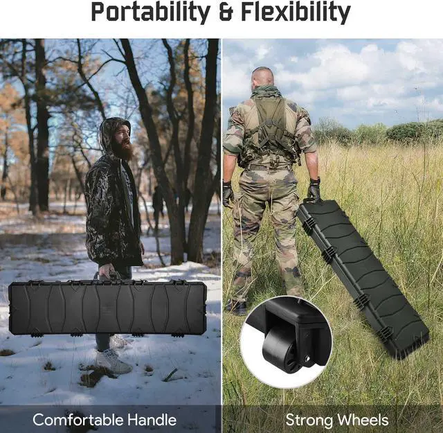 Alt view image 3 of 7 - Yescom 53" Tactical Rifle Long Gun Hard Case Roller TSA Padlock Portable Waterproof Explosion Resistance Outdoor Hunting