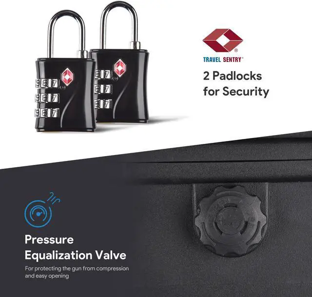 Alt view image 4 of 7 - Yescom 53" Tactical Rifle Long Gun Hard Case Roller TSA Padlock Portable Waterproof Explosion Resistance Outdoor Hunting