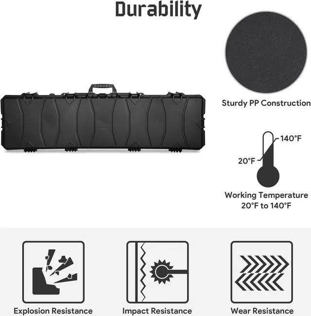Alt view image 6 of 7 - Yescom 53" Tactical Rifle Long Gun Hard Case Roller TSA Padlock Portable Waterproof Explosion Resistance Outdoor Hunting