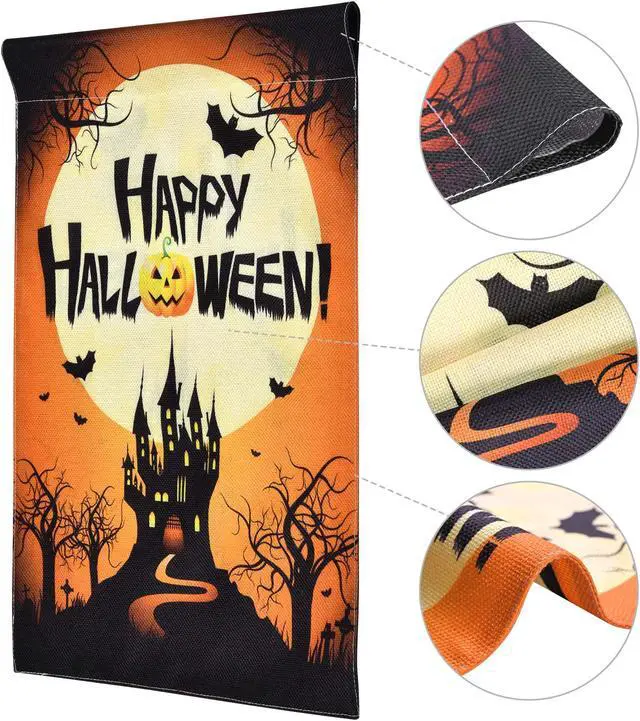 Alt view image 11 of 14 - 12"x18" Halloween Garden Flag Castle Bat Pumpkin Jack O Lantern Party 2 Pcs 2025