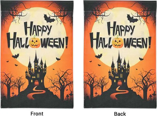 Alt view image 10 of 14 - 12"x18" Halloween Garden Flag Castle Bat Pumpkin Jack O Lantern Party 2 Pcs 2025