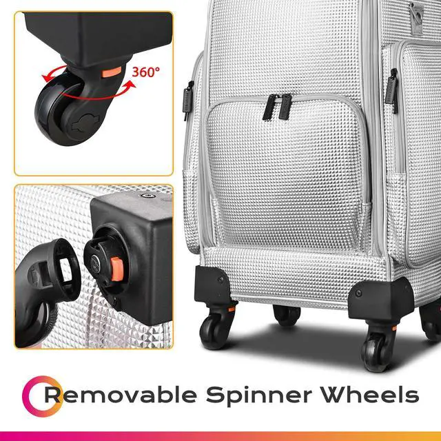 Alt view image 4 of 7 - Byootique Soft Sided Rolling Makeup Train Case Cosmetic Organizer Travel Trolley