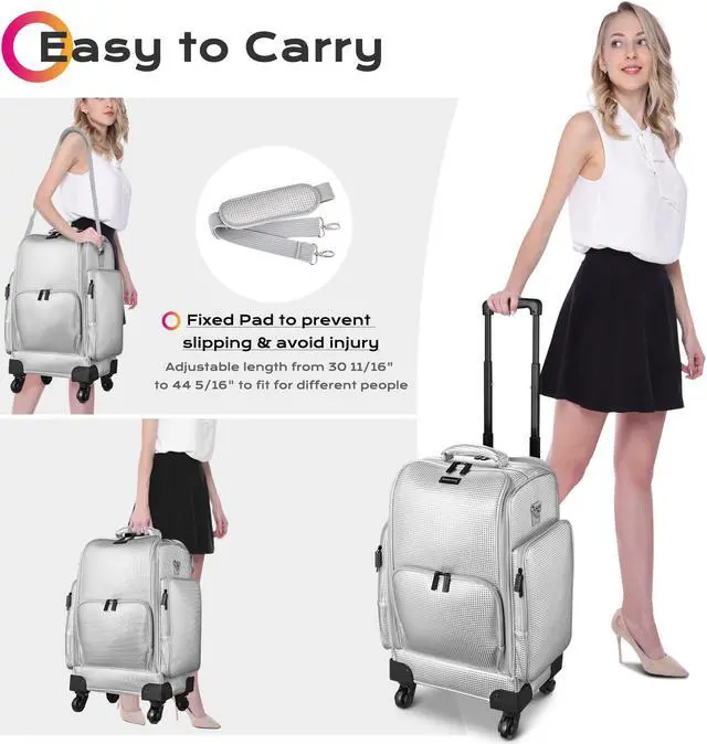 Alt view image 2 of 7 - Byootique Soft Sided Rolling Makeup Train Case Cosmetic Organizer Travel Trolley