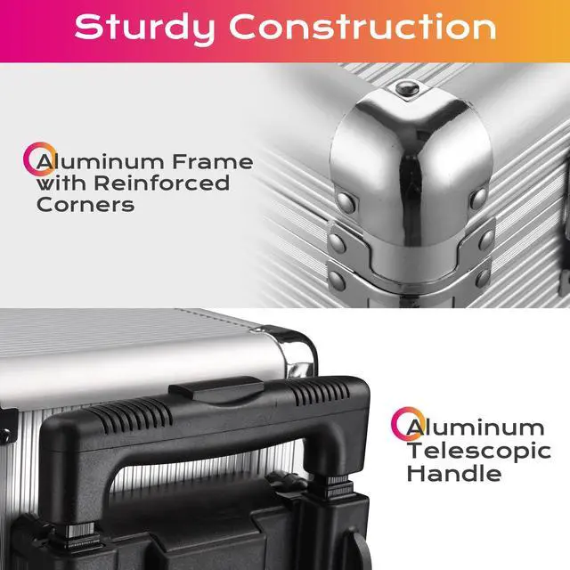 Alt view image 3 of 7 - AW Rolling Makeup Hair Salon Stylist Train Case Clipper Trimmer Barber Tool Box Key