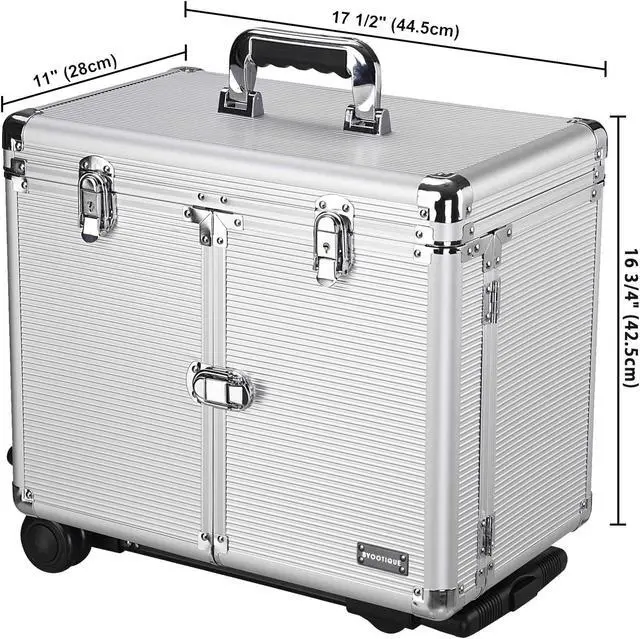 Alt view image 5 of 7 - AW Rolling Makeup Hair Salon Stylist Train Case Clipper Trimmer Barber Tool Box Key