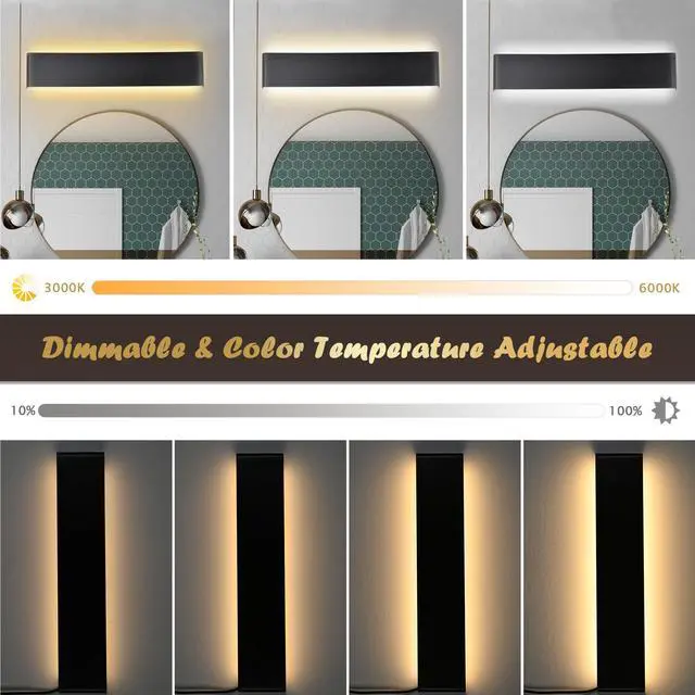 Alt view image 4 of 7 - 25" Bathroom Vanity Light Dimmable APP & Remote Control over Mirror Modern Black