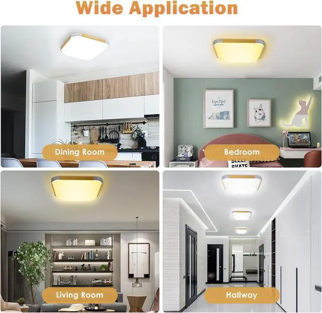 Alt view image 7 of 7 - 24W 18" Dimmable LED Ceiling Light Fixture Flush Mount Lamp with Remote Bedroom
