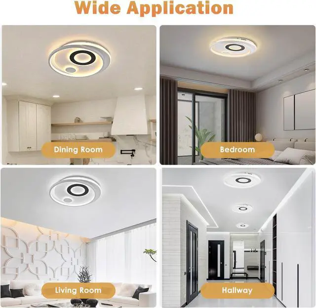 Alt view image 6 of 7 - 30W 18" Dimmable LED Ceiling Light Fixture Flush Mount Lamp with Remote Bedroom