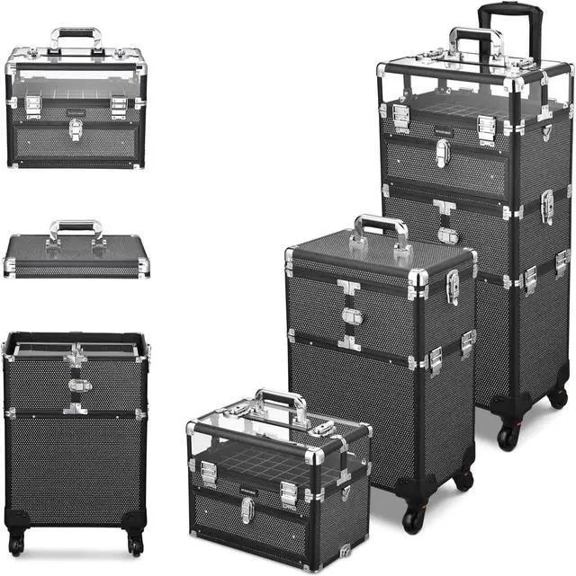 Alt view image 2 of 7 - Byootique 2in1 Nail Polish Organizer Rolling Makeup Train Case Manicure Black