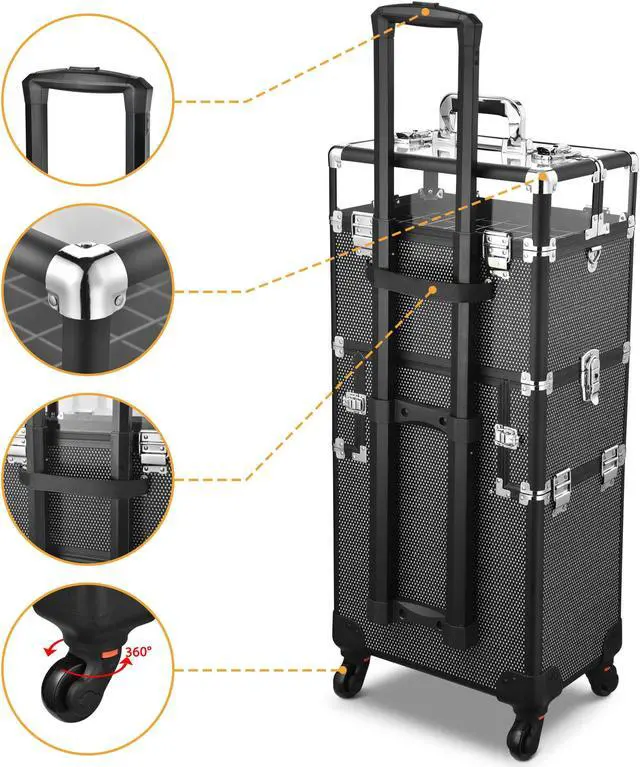 Alt view image 7 of 7 - Byootique 2in1 Nail Polish Organizer Rolling Makeup Train Case Manicure Black