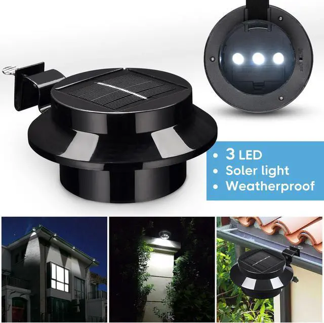 Alt view image 2 of 7 - Yescom LED Solar Gutter Outdoor Wall Light Security Waterproof Garden Yard Pathway Stair Black  6 Pack