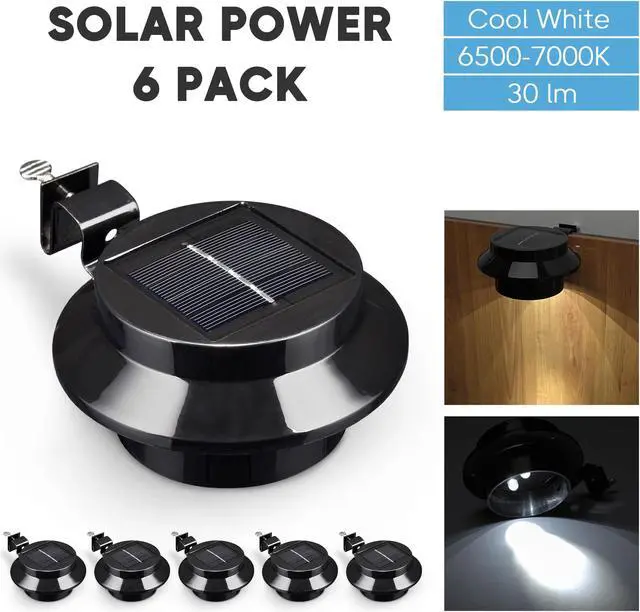 Alt view image 5 of 7 - Yescom LED Solar Gutter Outdoor Wall Light Security Waterproof Garden Yard Pathway Stair Black  6 Pack