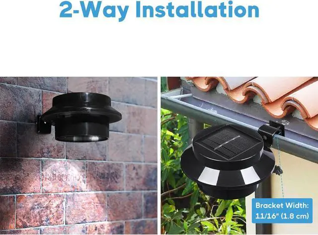 Alt view image 6 of 7 - Yescom LED Solar Gutter Outdoor Wall Light Security Waterproof Garden Yard Pathway Stair Black  6 Pack