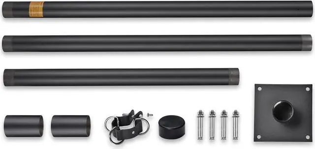 Main image of Yescom 10 Ft Sun Shade Sail Pole Post Canopy Awning Deck Patio Backyard with Pole Bracket Clamp Powder Patio Outdoor 121" Black