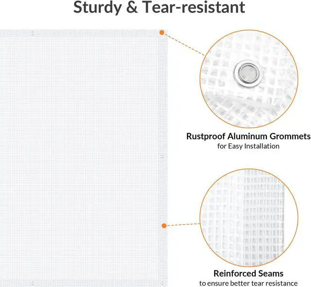 Alt view image 5 of 7 - Yescom 16x20 Ft Clear Tarp Duty 14 Mil Tarpaulin Cover Waterproof with Grommets