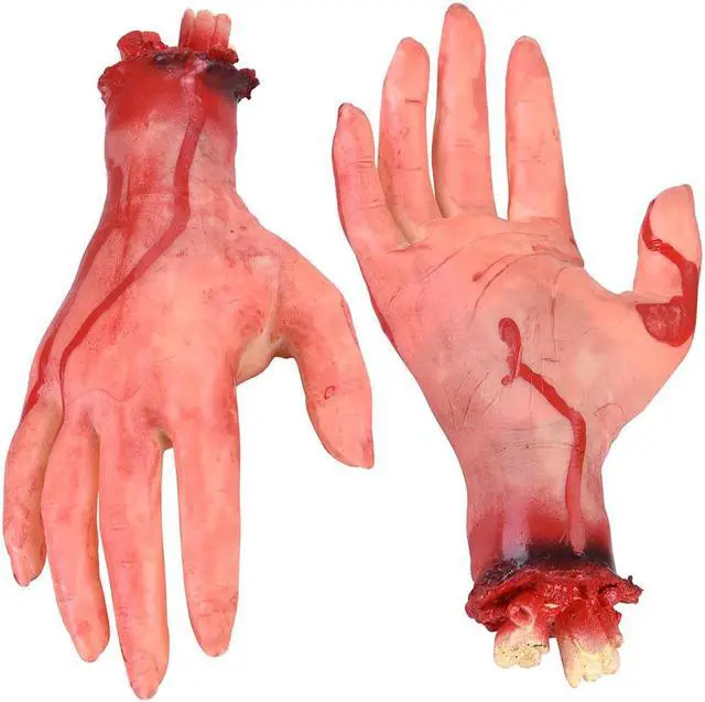 Alt view image 3 of 7 - 5pcs Severed Hands Feet Prank Props Bloody Broken Body Part Halloween Decoration 2025