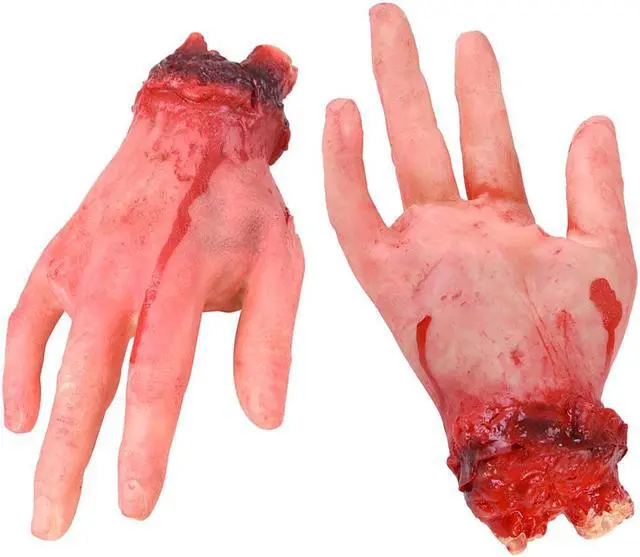 Alt view image 4 of 7 - 5pcs Severed Hands Feet Prank Props Bloody Broken Body Part Halloween Decoration 2025