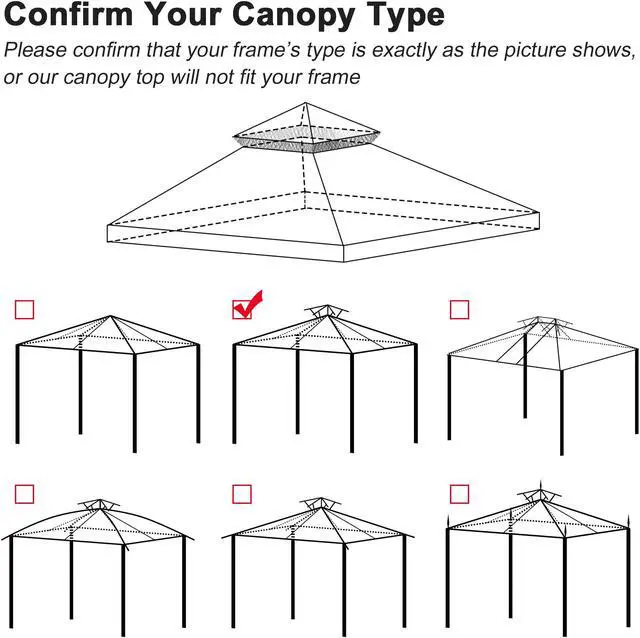 Alt view image 5 of 7 - Yescom 10x10 Ft 2-Tier Canopy Top Replacement for Petpvilit Gazebo Outdoor Patio Cover