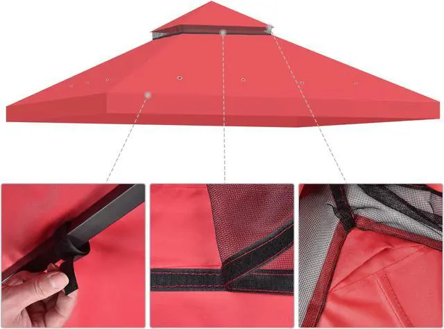 Alt view image 3 of 7 - Yescom 10x10 Ft 2-Tier Canopy Top Replacement for Petpvilit Gazebo Cover Garden
