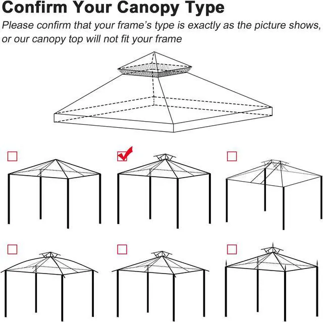 Alt view image 6 of 7 - Yescom 10x10 Ft 2-Tier Canopy Top Replacement for Petpvilit Gazebo Cover Garden