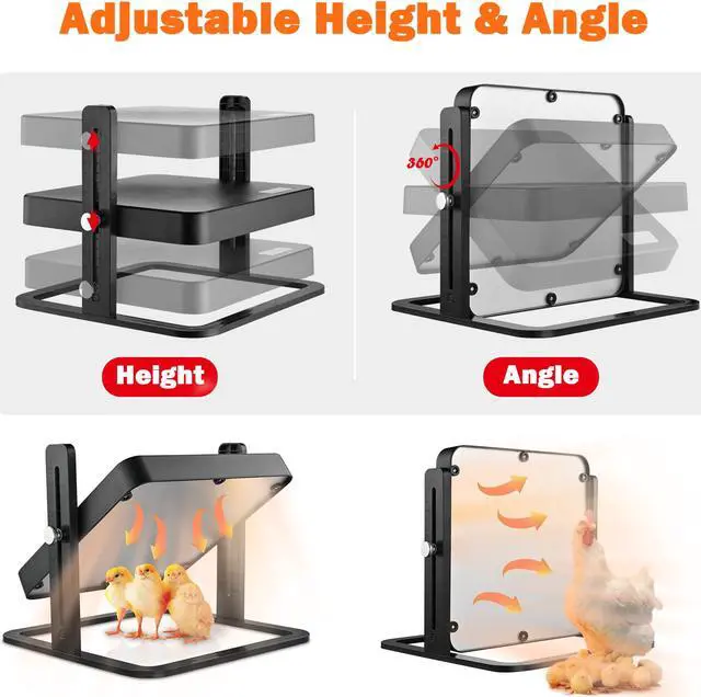 Alt view image 3 of 7 - 10"x10" Chick Heating Plate Brooder Plate Adjustable Height Warms Up to 15 Chick