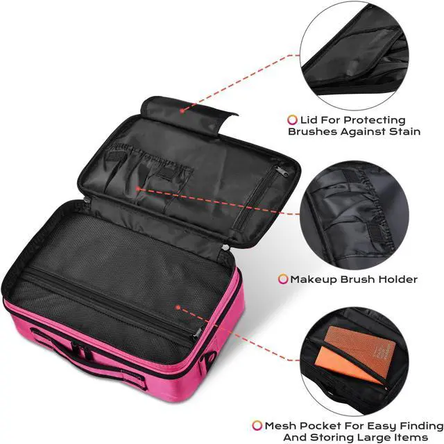 Alt view image 6 of 7 - Byootique 13" Makeup Train Case Cosmetic Organized Bag Travel Storage Backpack