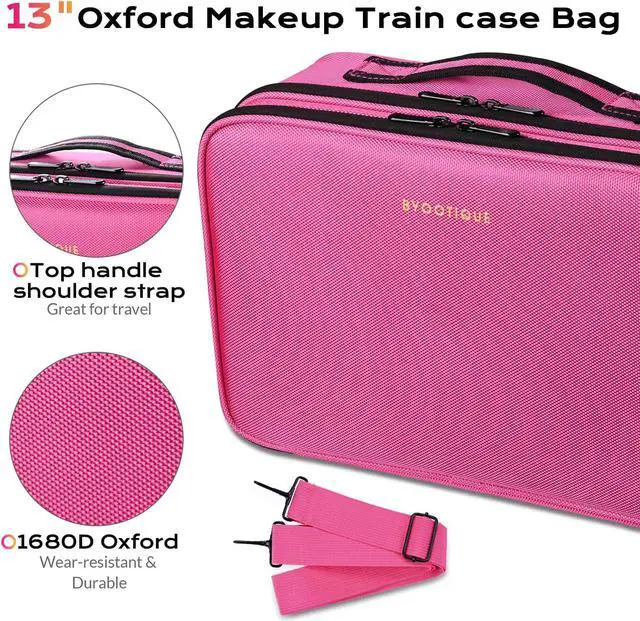 Alt view image 2 of 7 - Byootique 13" Makeup Train Case Cosmetic Organized Bag Travel Storage Backpack