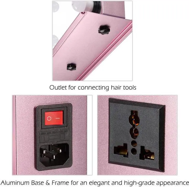 Alt view image 4 of 7 - Byootique Lighted Hollywood Vanity Mirror 12pcs Dimmable LED Tabletop Wall Mount Makeup