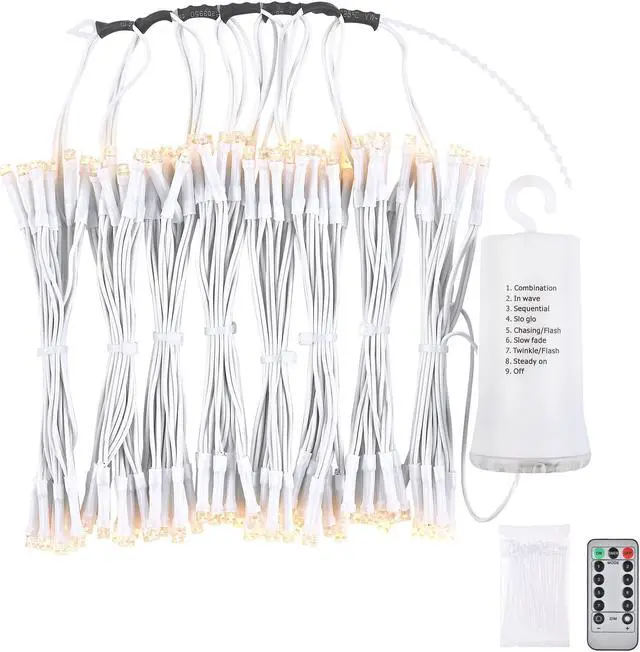 Main image of Yescom Patio Umbrella Solar String Light with Remote Control Timer Fit 8-Rib 8/9/10 Ft Outdoor Shade 128 LED Warm White