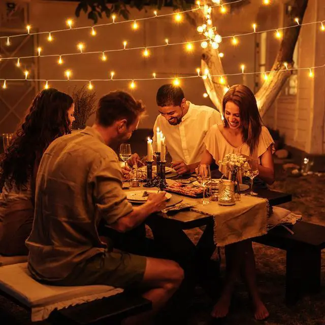 Alt view image 4 of 7 - Yescom Patio Umbrella Solar String Light with Remote Control Timer Fit 6-Rib 7/8/9 Ft Outdoor Shade 96 LED Warm White