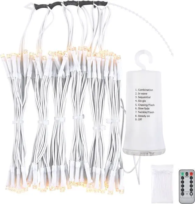 Main image of Yescom Patio Umbrella Solar String Light with Remote Control Timer Fit 6-Rib 7/8/9 Ft Outdoor Shade 96 LED Warm White