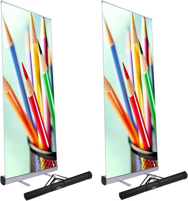 Main image of 2x Economy 33"x79" Retractable Roll Up Banner Stand Trade Show Display