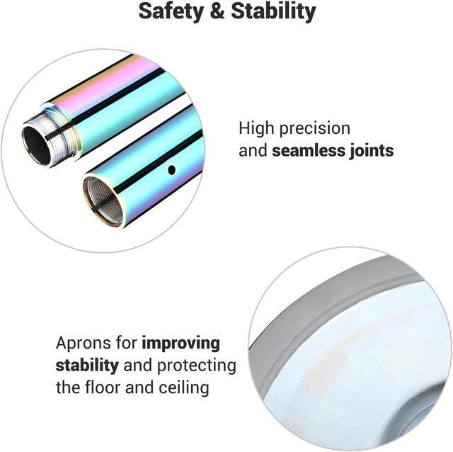 Alt view image 5 of 7 - Yescom 12 FT Stripper Pole Spinning Static Dancing Pole Kit with Extensions for Fitness Party Club Dance Exercise Home Gym , Colorful