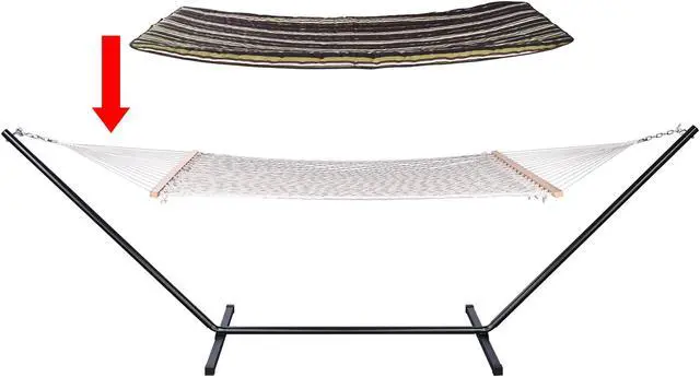 Alt view image 3 of 7 - Hammock with Stand for 2 Person 500Lbs Pillow Carrying Case Outdoor Patio Camp