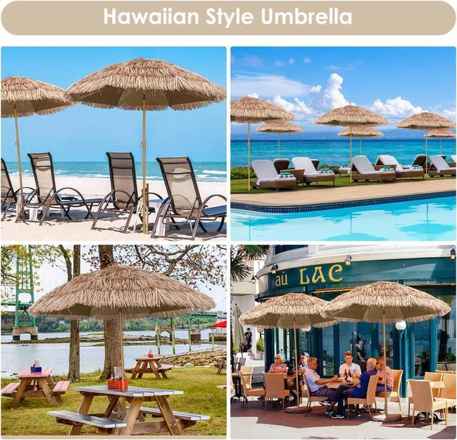 6 Ft Thatched Tiki Umbrella Hawaiian Style Sun Shade UV30+