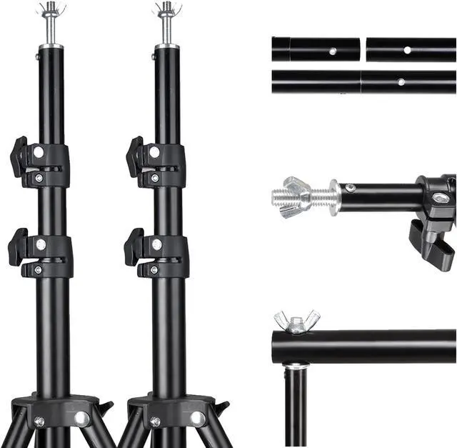 Alt view image 3 of 7 - 7x10Ft Photography Background Backdrop Support Stand Kit For Live Stream 4 Packs