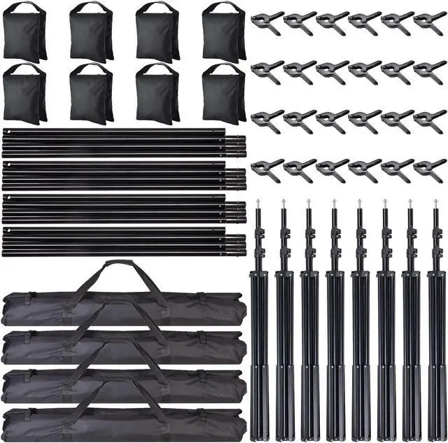 Alt view image 6 of 7 - 7x10Ft Photography Background Backdrop Support Stand Kit For Live Stream 4 Packs