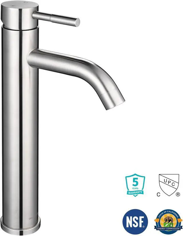 Alt view image 8 of 13 - 12" Modern Bathroom Lavatory Vessel Sink Faucet Single Handle Brushed Nickel