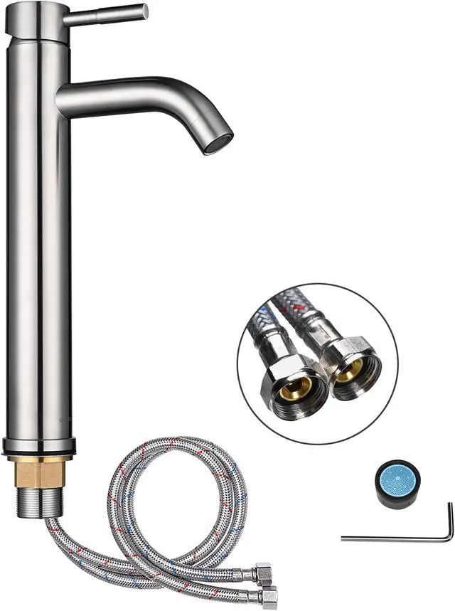 Alt view image 13 of 13 - 12" Modern Bathroom Lavatory Vessel Sink Faucet Single Handle Brushed Nickel