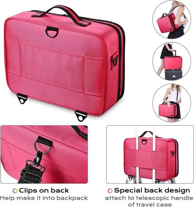 Alt view image 6 of 7 - Byootique 4in1 Rolling Makeup Train Case LED Lighted Mirror Cosmetic Box Storage