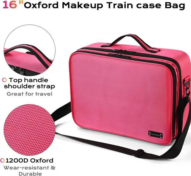 Alt view image 4 of 7 - Byootique 4in1 Rolling Makeup Train Case LED Lighted Mirror Cosmetic Box Storage